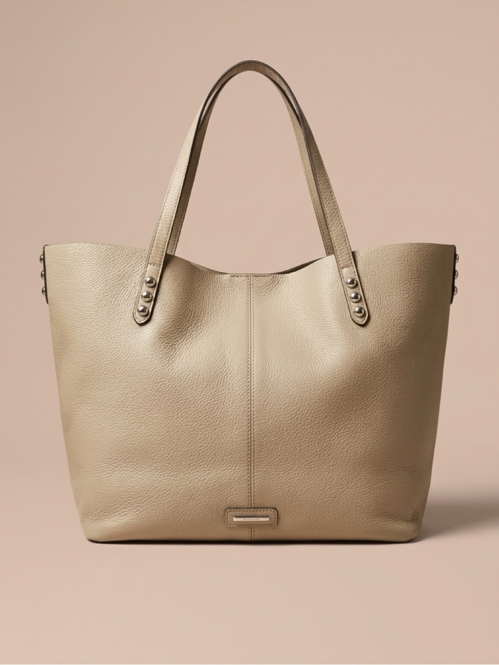 Rebecca Minkoff Large Unlined Studded Leather Tote Cream Ivory
